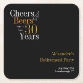Pensioenfeest 30 jaar Proost en bier Kartonnen Onderzetters (Voorkant)