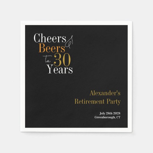 Pensioenfeest 30 jaar Proost en bier Servet (Voorkant)