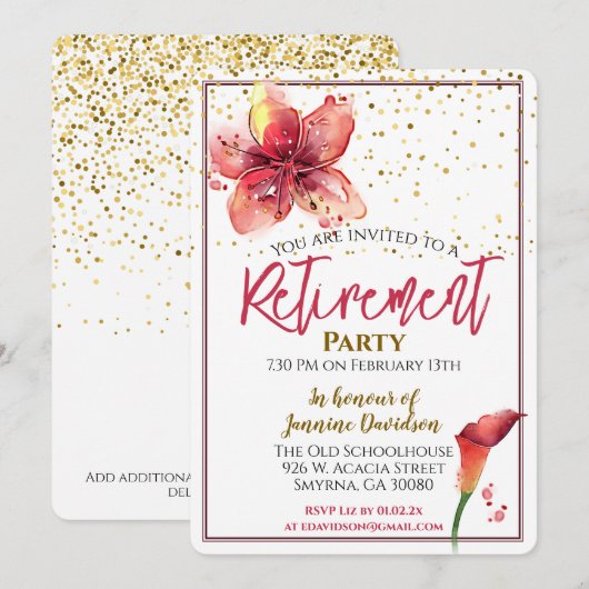 Pensioenfeest Bloemenlelie Kaart (Voorkant / Achterkant)