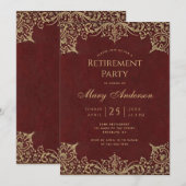 Pensioenfeest Bourgogne Gold  Elegant Kaart (Voorkant / Achterkant)