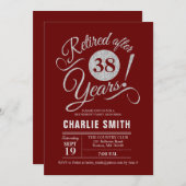 Pensioenfeest - Bourgogne Maroon Zilver Kaart (Voorkant / Achterkant)