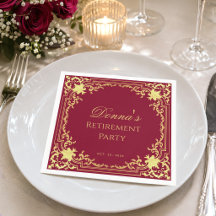 Pensioenfeest Burgundy Nepgoud Elegant Schrift