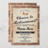 Pensioenfeest Cheers Beers Wood Pub Uitnodiging (Voorkant / Achterkant)