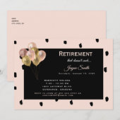 Pensioenfeest "dat niet zuigt" Pink & Black Kaart (Voorkant / Achterkant)