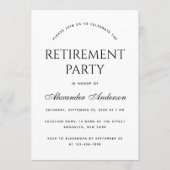 Pensioenfeest Eenvoudig Zwart en Wit Minimalistisc Kaart (Voorkant)