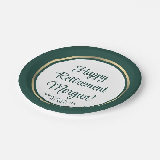 Pensioenfeest Elegant groen en goud begrensd Papieren Bordje (Gekanteld)