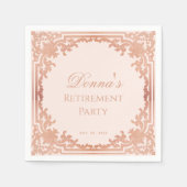 Pensioenfeest Elegant Pink Rose Gold  Servet (Voorkant)