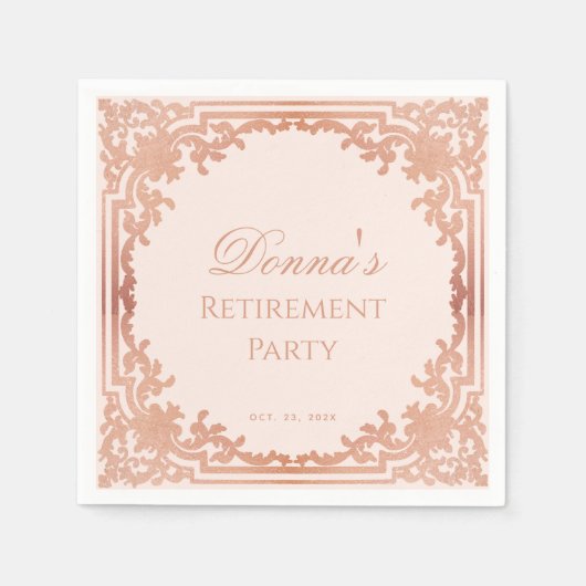 Pensioenfeest Elegant Pink Rose Gold  Servet (Voorkant)