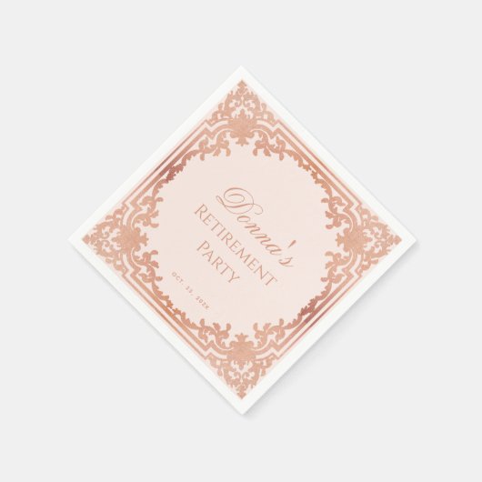 Pensioenfeest Elegant Pink Rose Gold  Servet (Hoek)