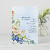 Pensioenfeest Elegante Bloemenuitnodiging Kaart (Staand voorkant)