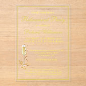 Pensioenfeest Elegante gouden acryl uitnodiging (Voorkant)