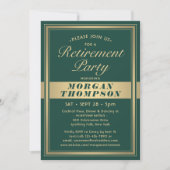 Pensioenfeest Elegante groene en gouden script Kaart (Voorkant)