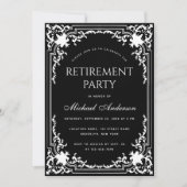 Pensioenfeest Elegante zwart-wit Vintage Kaart (Voorkant)
