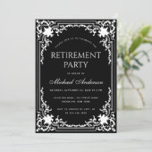 Pensioenfeest Elegante zwart-wit Vintage Kaart (Staand voorkant)