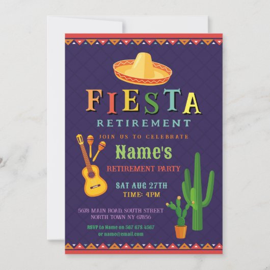 Pensioenfeest Fiesta Mexicaanse cactus gitaar Kaart (Voorkant)