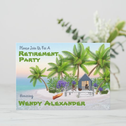 Pensioenfeest - Fun Vacation Kaart (Staand voorkant)