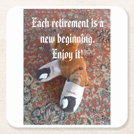 Pensioenfeest Ginger Cat Slaapslippers Coas Kartonnen Onderzetters (Voorkant)