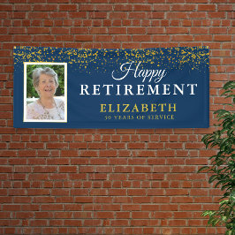 Pensioenfeest Glitter Foto Blauw Spandoek