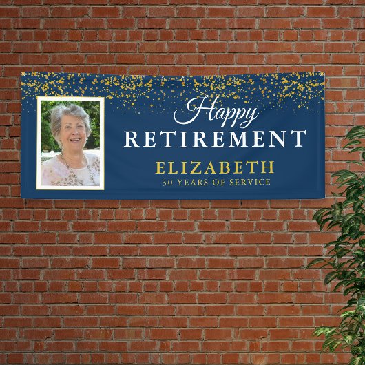 Pensioenfeest Glitter Foto Blauw Spandoek