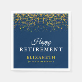 Pensioenfeest Gold Glitter Blue Servet