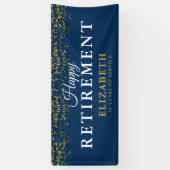 Pensioenfeest Gold Glitter Blue Spandoek (Verticaal)