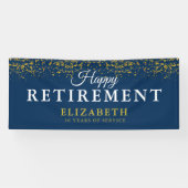 Pensioenfeest Gold Glitter Blue Spandoek (Horizontaal)