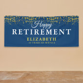 Pensioenfeest Gold Glitter Blue Spandoek