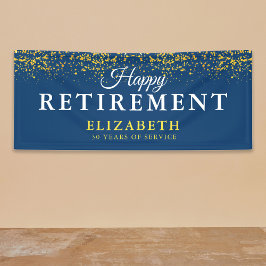 Pensioenfeest Gold Glitter Blue Spandoek