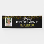 Pensioenfeest Gold Glitter Foto Ba. Spandoek (Horizontaal)