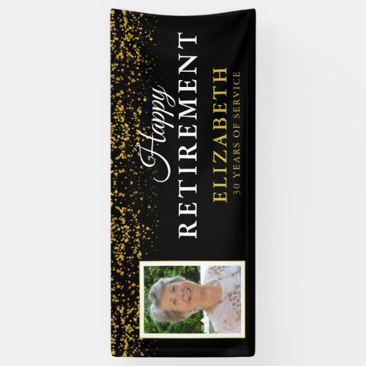 Pensioenfeest Gold Glitter foto Spandoek (Verticaal)