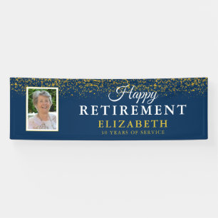 Pensioenfeest Gold Glitter foto Spandoek