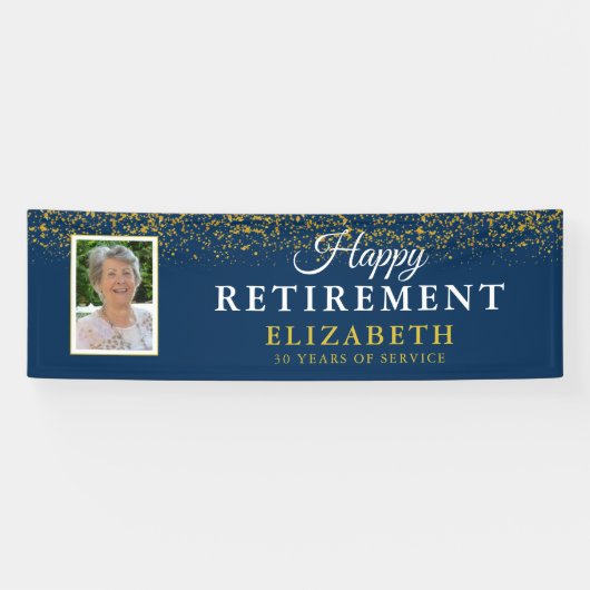 Pensioenfeest Gold Glitter foto Spandoek (Horizontaal)