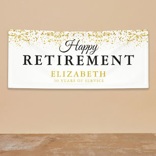 Pensioenfeest Gold Glitter White Spandoek