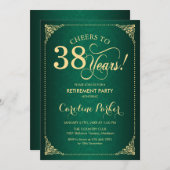 Pensioenfeest - Gold Green Damask Kaart (Voorkant / Achterkant)