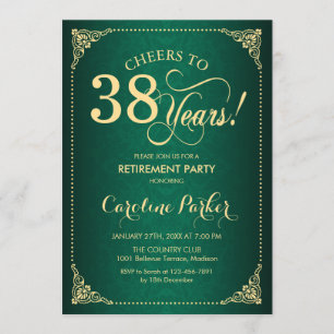 Pensioenfeest - Gold Green Damask Kaart
