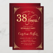 Pensioenfeest - Gold Red Damask Kaart (Voorkant / Achterkant)