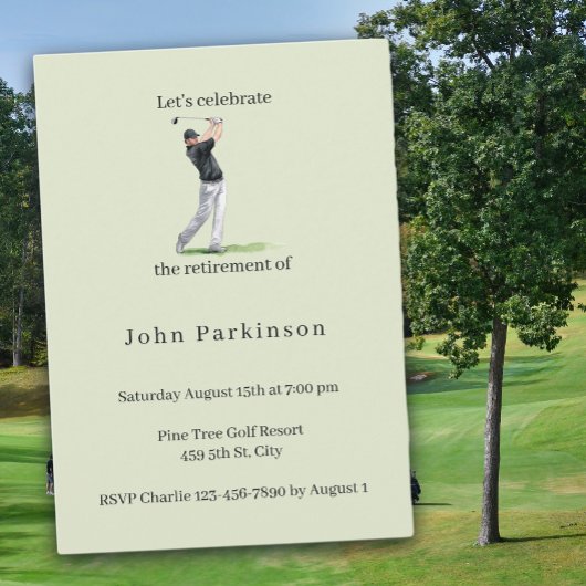 Pensioenfeest Golfer Waterverf Kaart