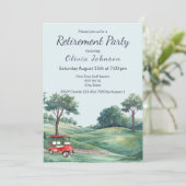 Pensioenfeest Golfkar Aquarel Kaart (Staand voorkant)
