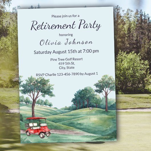 Pensioenfeest Golfkar Aquarel Kaart