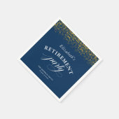 Pensioenfeest Goud Glitter Elegant Script Blauw Servet (Hoek)