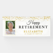 Pensioenfeest Goud Glitter Wit Foto Spandoek (Horizontaal)