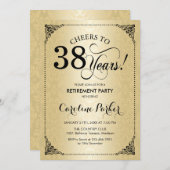 Pensioenfeest - Goud Zwart Damast Kaart (Voorkant / Achterkant)