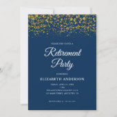 Pensioenfeest Gouden Glitter Confetti Blauw Kaart (Voorkant)
