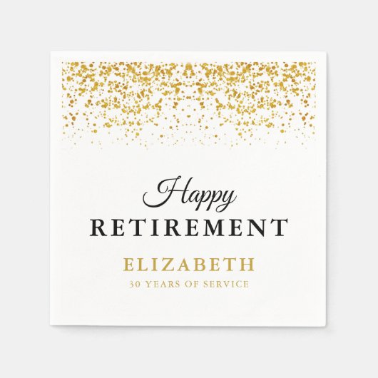 Pensioenfeest Gouden Glitter Napkins Servet (Voorkant)