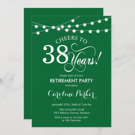 Pensioenfeest - Groen Wit Kaart (Voorkant / Achterkant)
