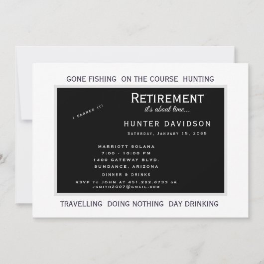 Pensioenfeest "Het wordt tijd" Zwart-wit Kaart (Voorkant)