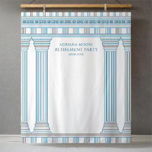 Pensioenfeest in het blauw wandkleed
