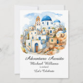 Pensioenfeest Kleurrijk Griekenland Dorp Oceaan Kaart (Voorkant)