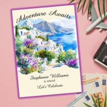 Pensioenfeest Kleurrijk Griekenland Dorp Oceaan