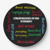 Pensioenfeest Kleurrijke PLEZIER Papieren Bordje (Voorkant)